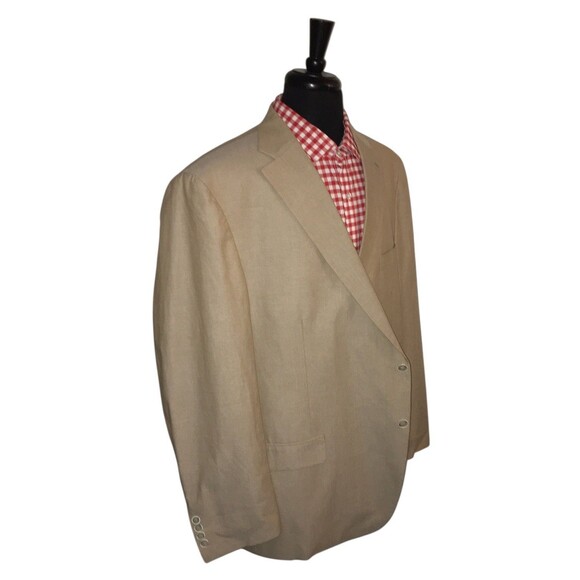 Hart Schaffner Marx Chicago Fit Soft Men Tan Wool  Sport Coat Blazer 52R - Picture 3 of 14